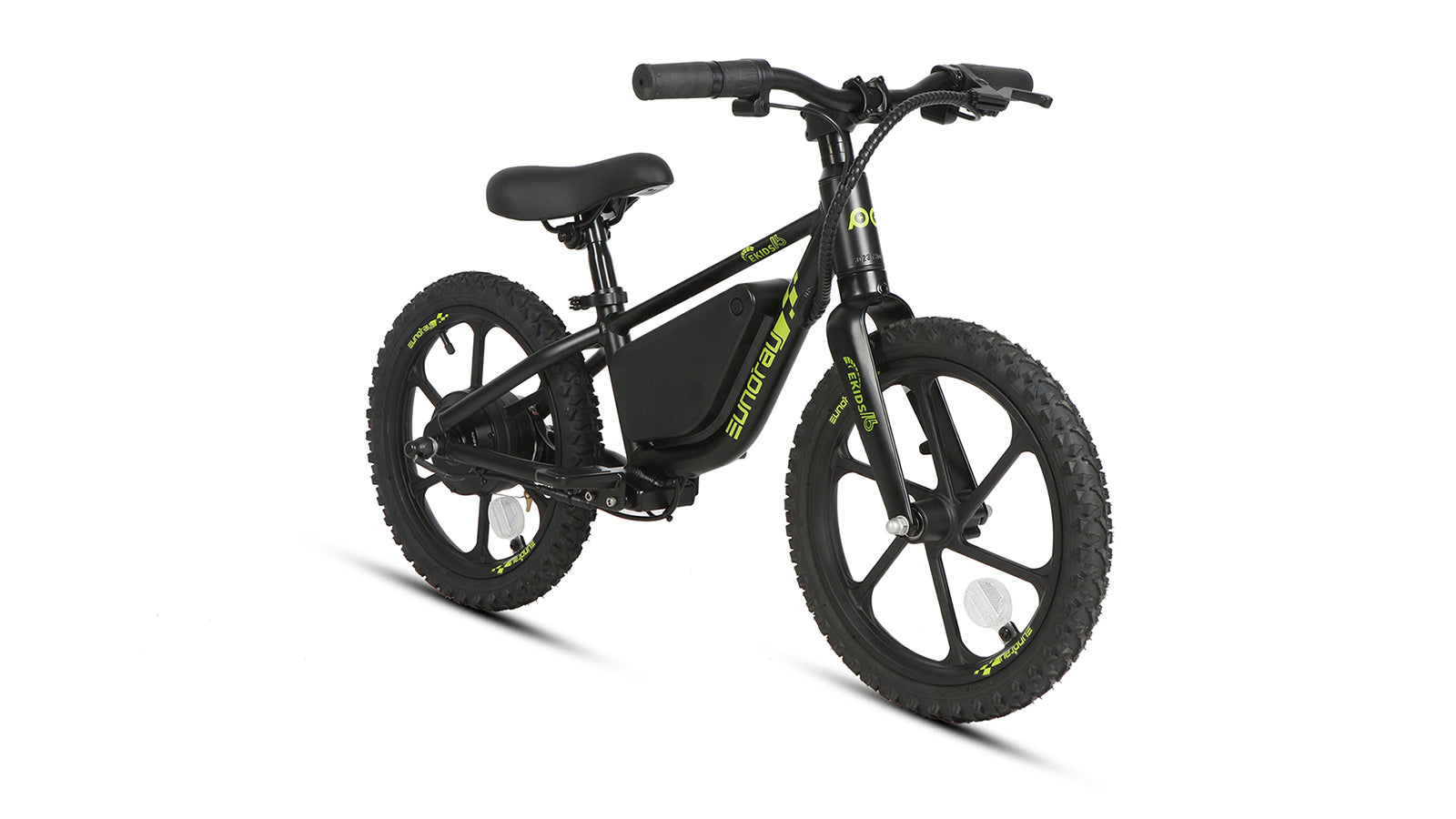 EKIDS16 balance bike featuring 16" wheels and robust design for young riders to build confidence.