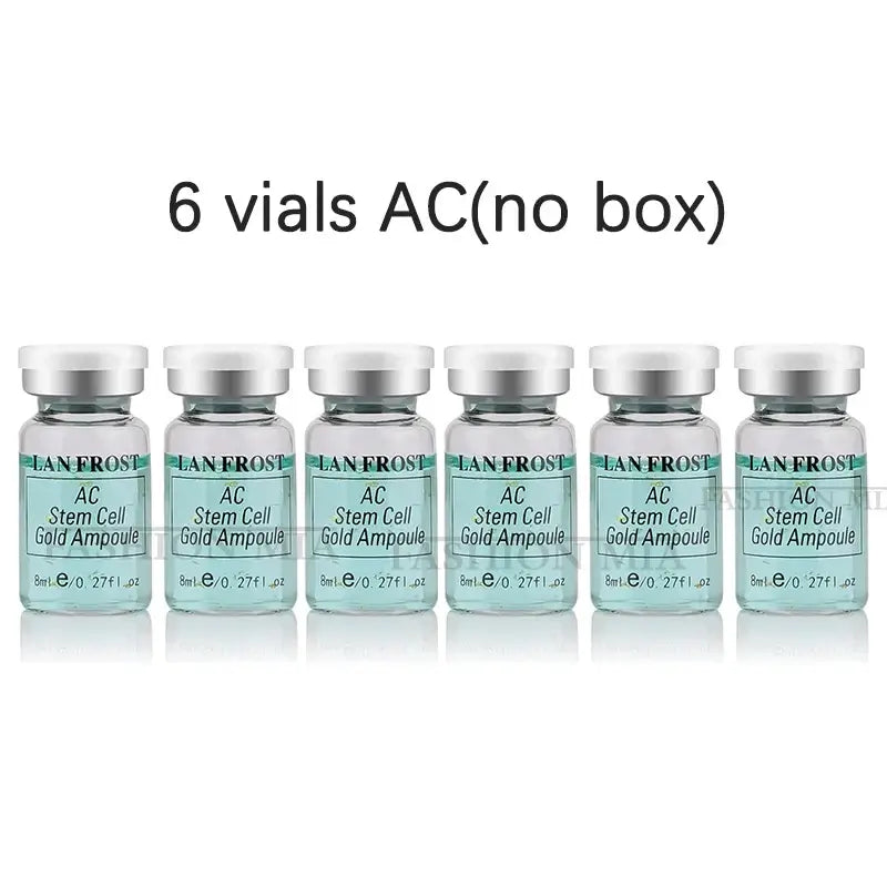 6 vials of AC Stem Cell Gold Ampoule from Ian Frost, suitable for skincare treatments.