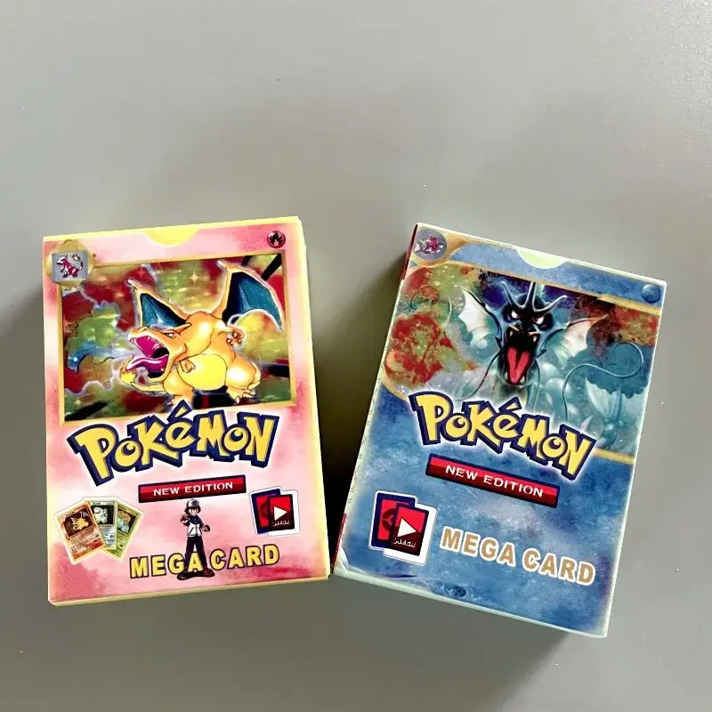 54pcs Pokémon MEGA card set featuring vibrant card boxes showcasing beloved Pokémon characters.