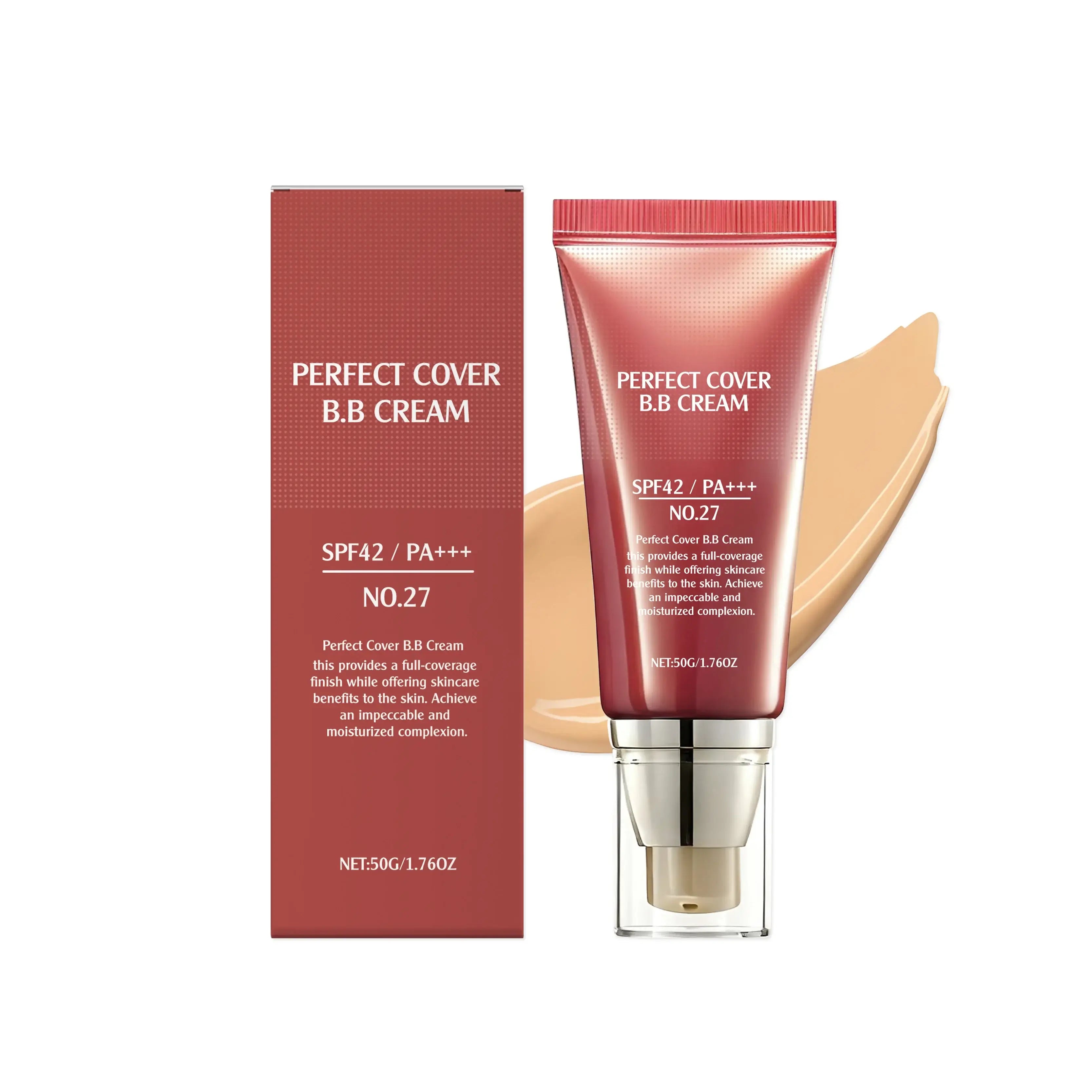 brightening concealer BB cream packaging with SPF42 for flawless skin and skincare benefits.