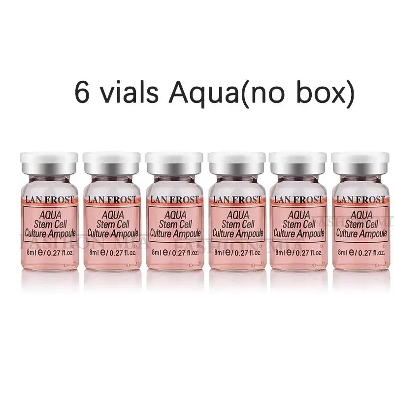 6 vials of Aqua Stem Cell Culture Ampoule by Lan Frost, perfect for skincare treatments.