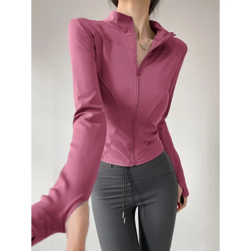 S-3XL Sun Quick Drying Sports Coat Women's Tight Top Yoga Jacket Long Sleeve Zipper Jacket Running Fitness Women's Jacket