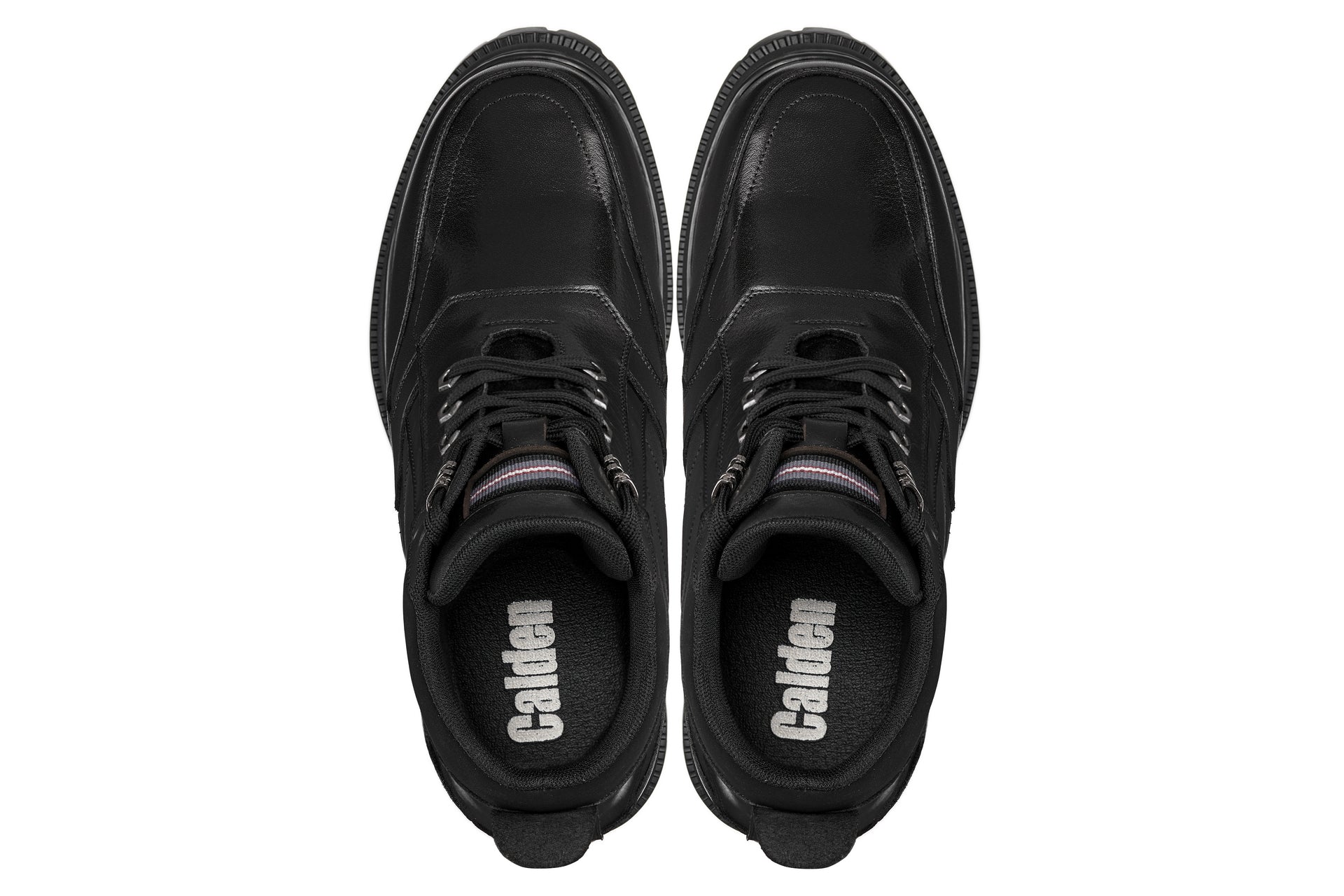 CALDEN Black 5.2" Taller Men's Elevator Boots K881805 top view showcasing stylish design and comfort.