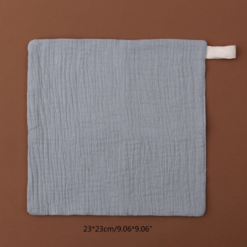 Solid blue cloth baby washcloth from the 5PC Baby Washcloth set, ideal for bathing and feeding.