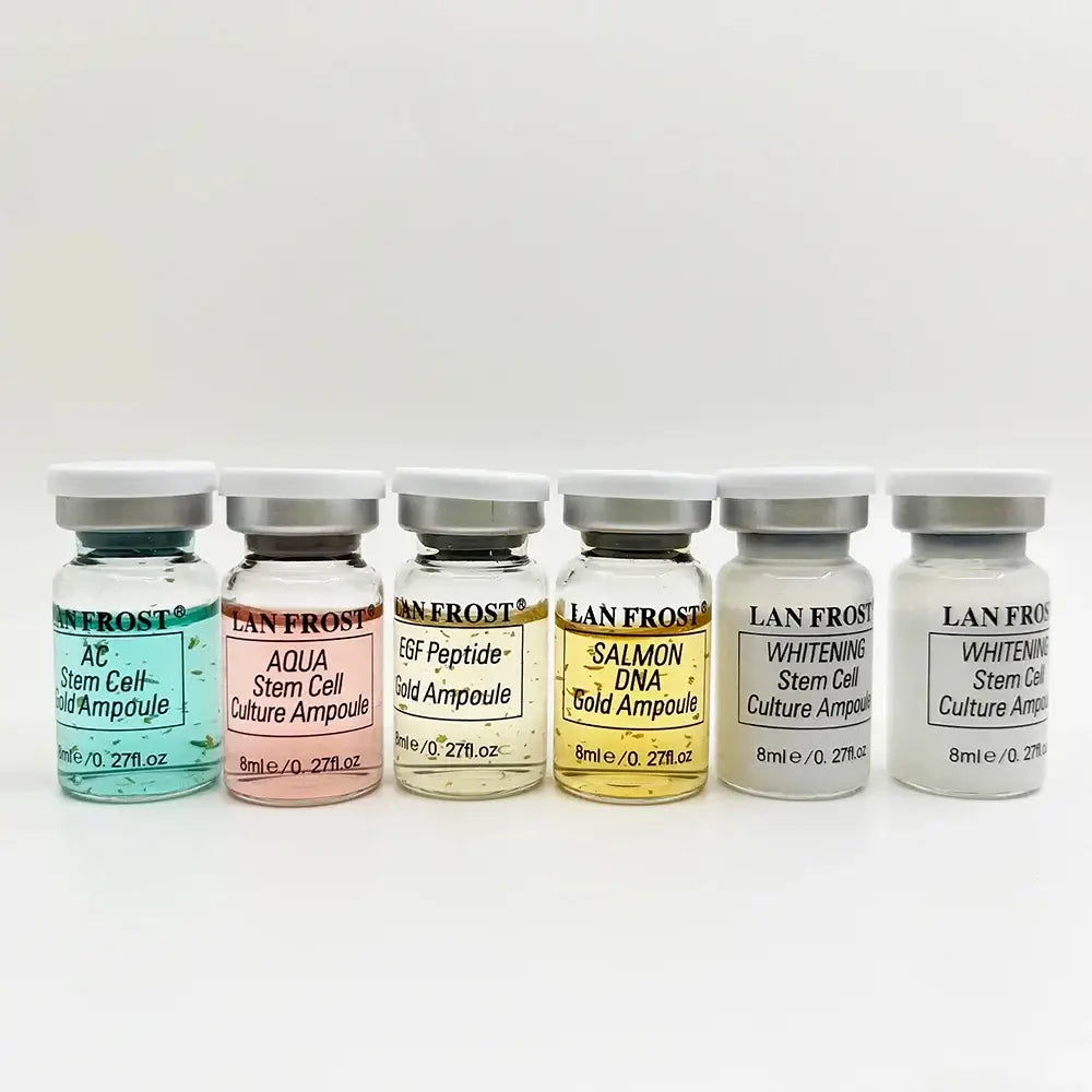 Korea BB cream for beginners with various ampoules from LAN FROST showcasing stem cell culture benefits.