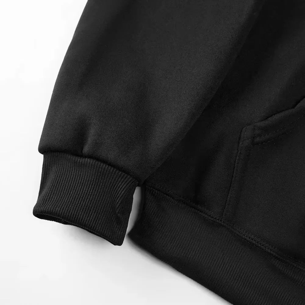 Black cuff detail of the Dragon Ball gym hoodie, showcasing comfort and style for fans.