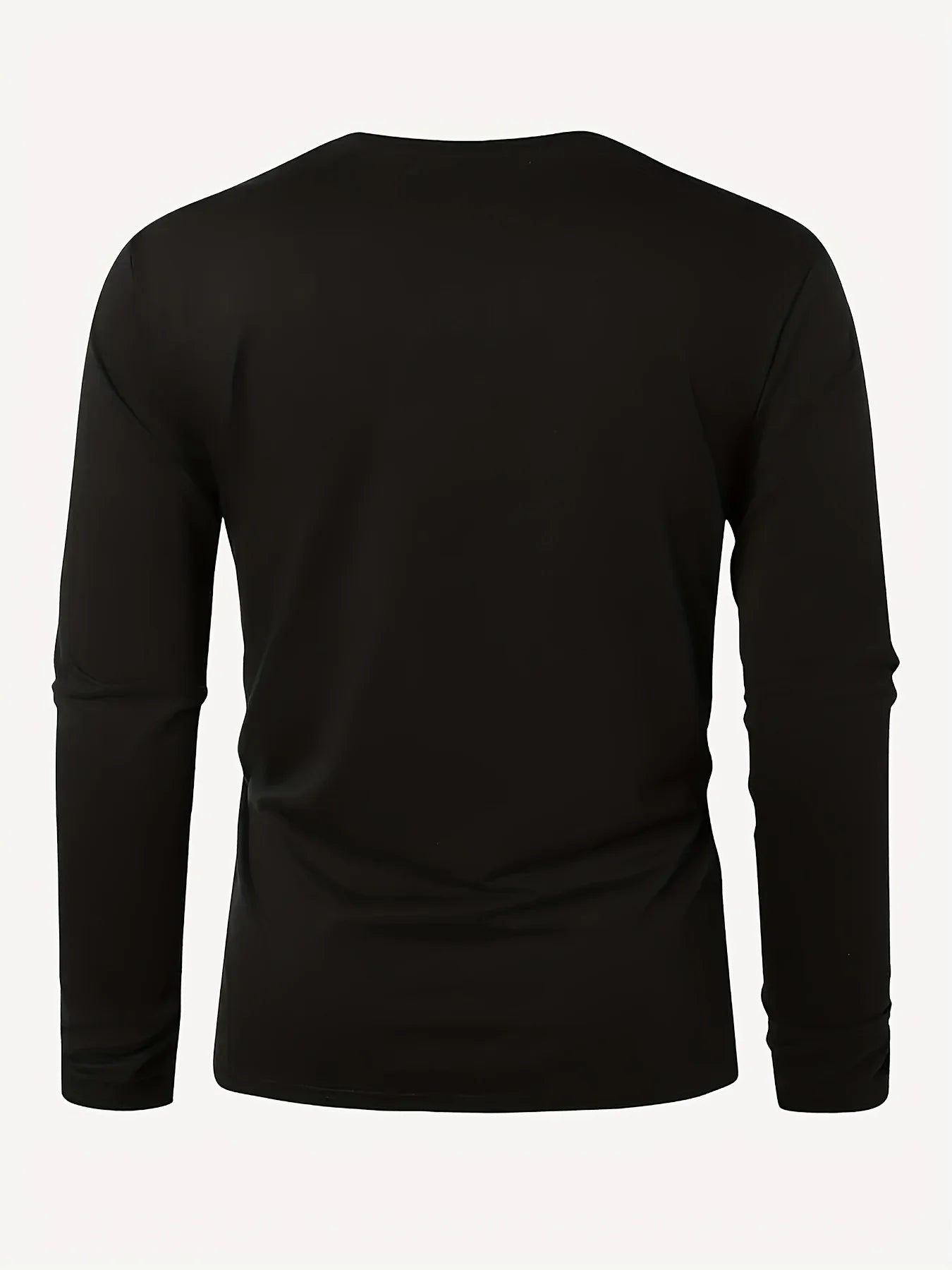 Back view of a 100% pure cotton long sleeve t-shirt in black color, perfect for casual wear.