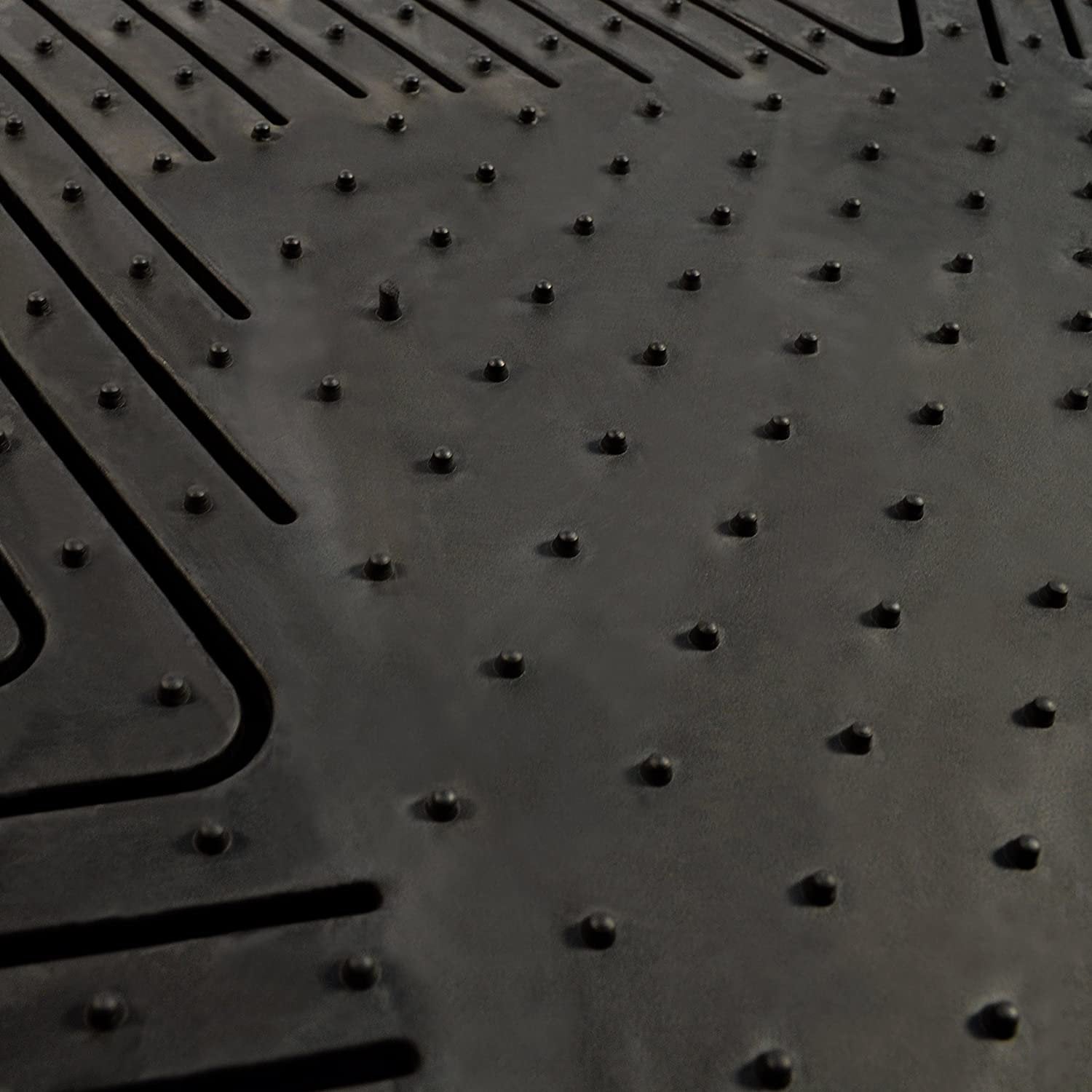 Close-up of a heavy duty vinyl car mat with textured surface and anti-slip design, perfect for vehicle flooring protection.